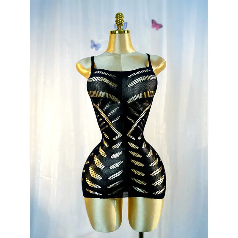 Hollow Out Fishnet Beach Cover Up Dress